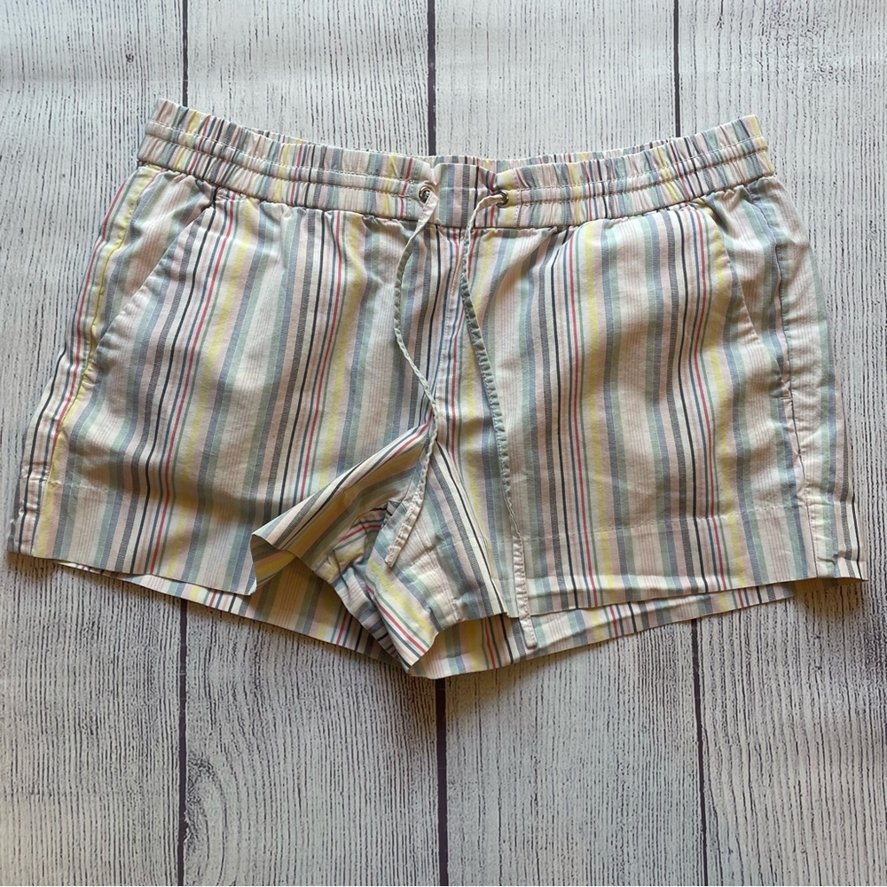 Loft Drawstring Waist Striped Shorts Size Small